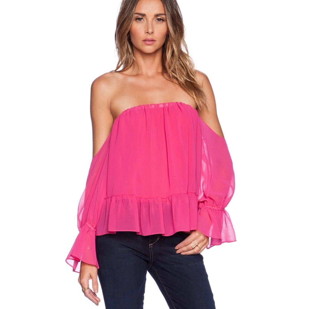 Tbags Los Angeles pink misa off the shoulder top